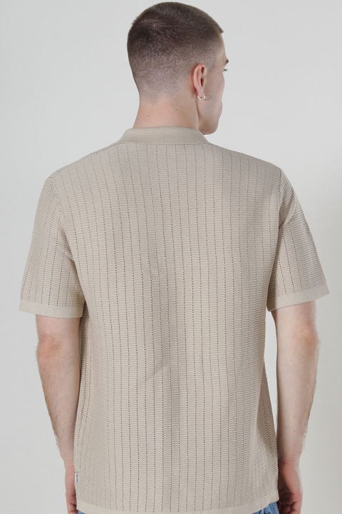 ONLY & SONS Domi Structure Half Zip Polo Silver Lining