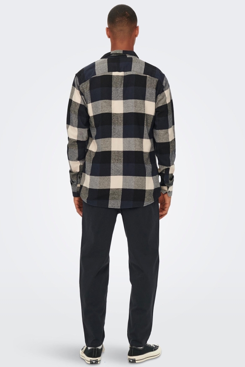 ONLY & SONS GUDMUND LS CHECK Hemd Dark Navy