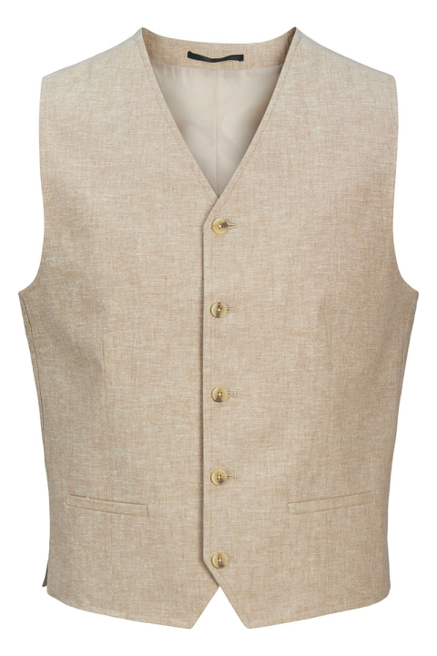Jack & Jones Riviera Linen Wastcoat Beige