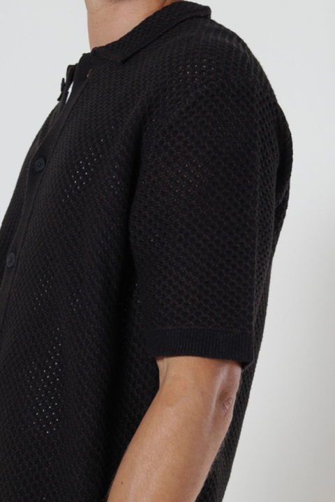 Selected Ginger SS Knit Relaxed Fit Polo Black