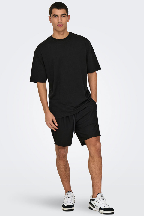 ONLY & SONS Tel Regular Plizze Shorts Black