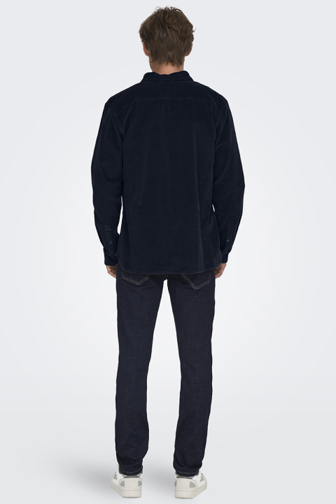 ONLY & SONS Michael Regular Fit Stretch Cord Hemd LS Navy Blazer
