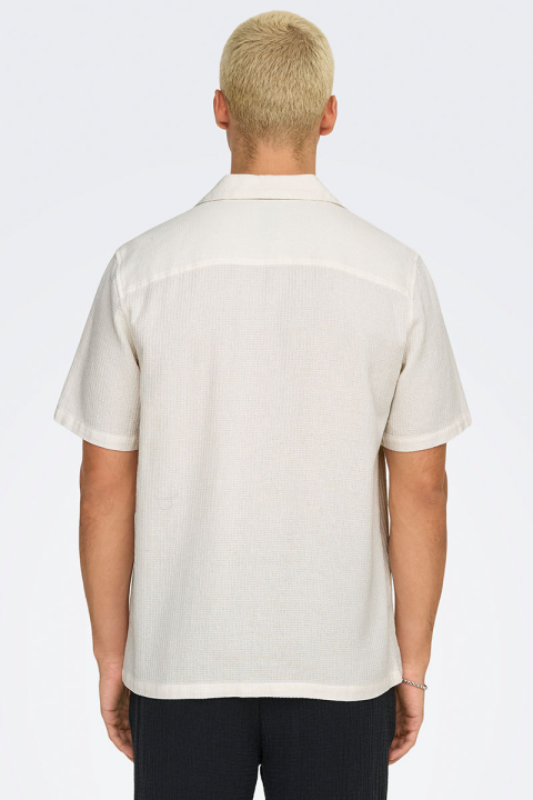 ONLY & SONS Bertil Waffle SS Resort Hemd Cloud Dancer