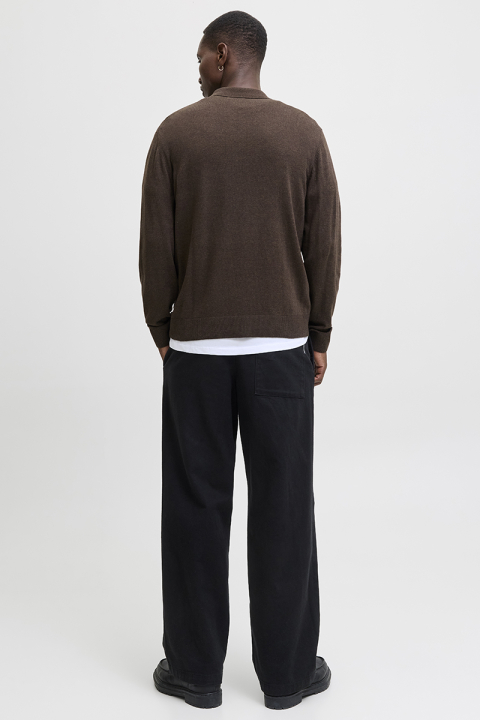 Jack & Jones Emil Knit Polo Half Zip LS Mulch