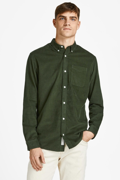 Jack & Jones ATLAS CORD Hemd L/S BUTTON DOWN Forest Night SLIM FIT