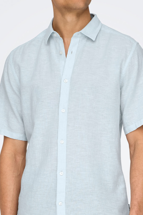 ONLY & SONS Caiden SS Linen Hemd Cashmere Blue