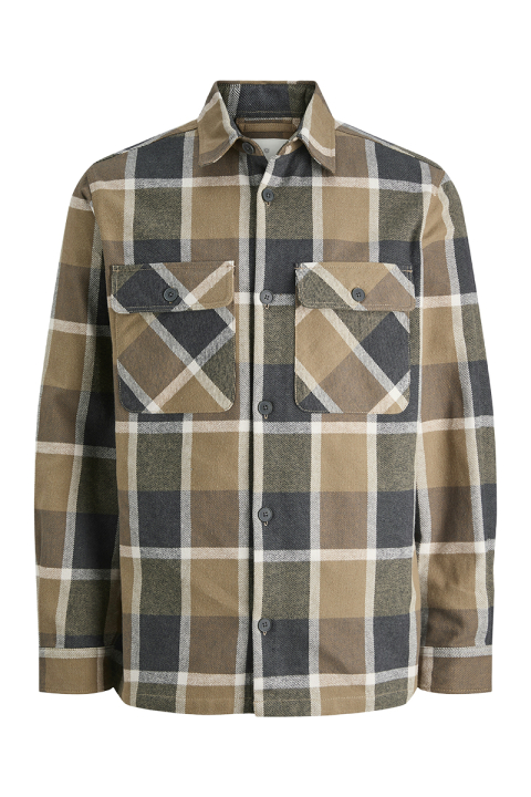 Jack & Jones Rayle Melange Check LS Overshirt Malt Ball