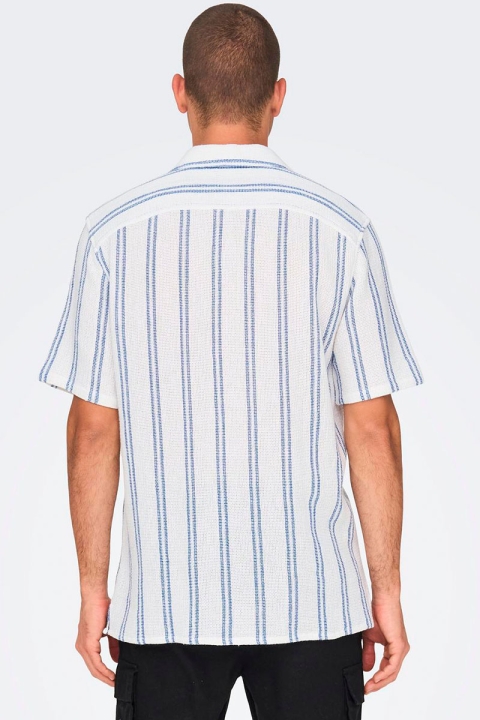 ONLY & SONS Trev Reg Structure Stripe SS Hemd Cloud Dancer