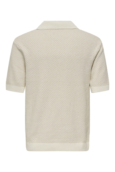 ONLY & SONS Adrian Regular Fit Resort Polo Knit  Silver Lining