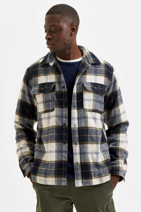 Selected SLHLOOSEKELLEN OVERSHIRT LS MIX W Dark Blue Checks