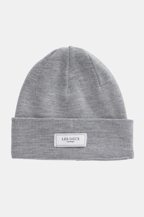 Les Deux Merino Patch Beanie Hut Light Grey Melange