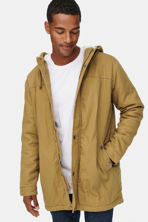 ONLY & SONS ALEX TEDDY PARKA JACKET Dull Gold