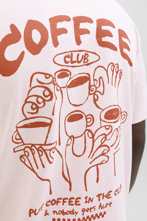 Jack & Jones Coffee Club Relaxed Fit Tee Parfait Pink