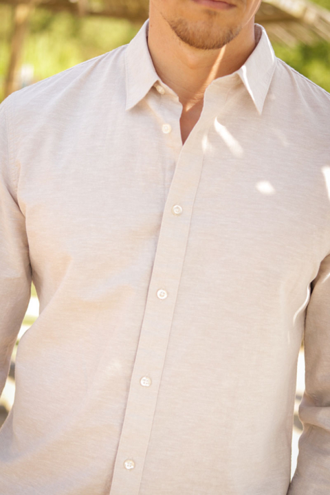 Selected Slim Sun Linen Hemd LS Pure Cashmere