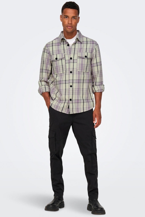 ONLY & SONS MILO OVR CHECK LS Hemd Purple Ash