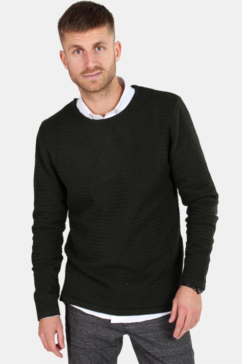 Clean Cut Aberdeen Crew Neck Stricken Dark Green Melange