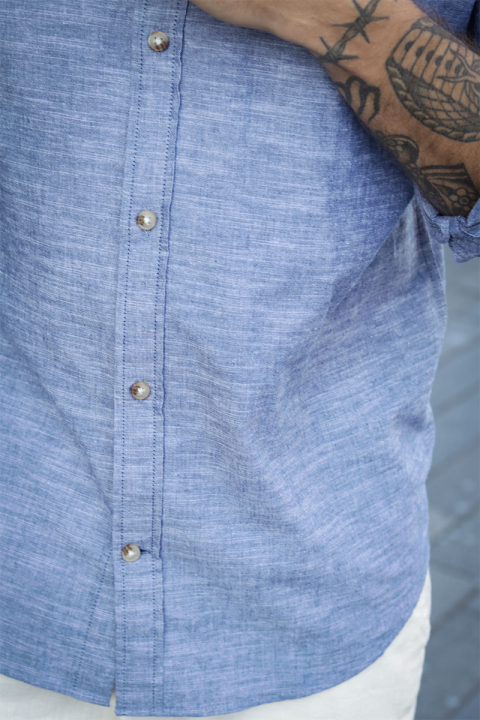 Jack & Jones Summer Band Hemd LS Faded Denim