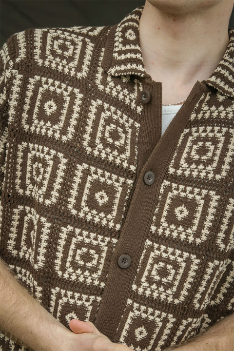 ONLY & SONS Bart Relaxed Fit SS Knit Hemd Demitasse