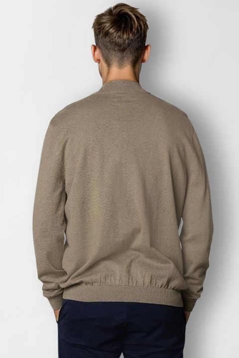 Clean Cut Copenhagen Claude half zip knit Dark beige melange