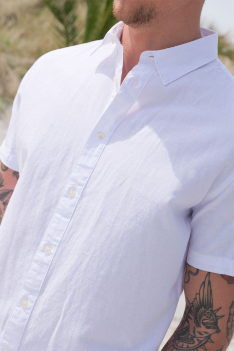 Selected Regular New Linen Hemd SS White