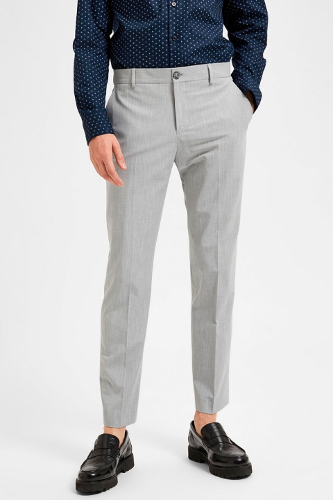 Selected Slim Liam Flex Trousers Light Grey Melange