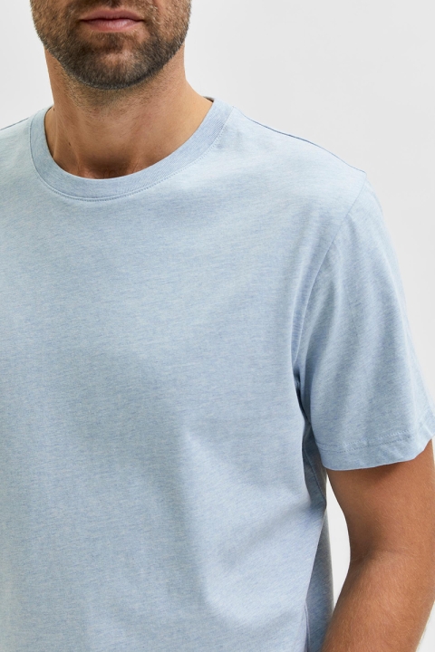 Selected SLHNORMAN SS O-NECK TEE W NOOS Celestial Blue Melange