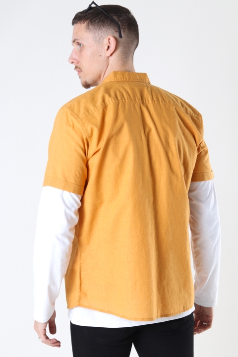 Clean Cut Copenhagen Cotton / Linnen Hemd S/S Pale Orange