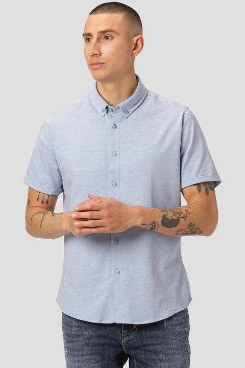 Clean Cut Copenhagen Hudson SOLID Stretch Hemd S/S Light Blue Mel