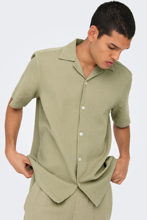 ONLY & SONS Bertil Waffle SS Resort Hemd Twill