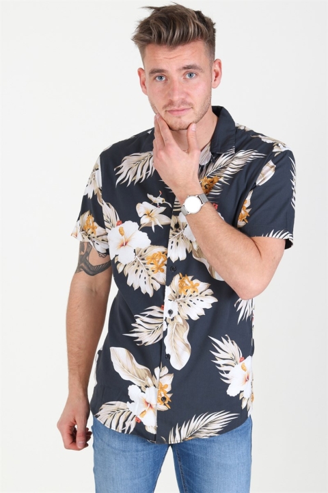 Jack & Jones JPRHAWAII Resort Hemd S/S AOP Black