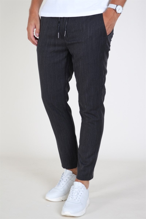 Solid Slim Truc Pinstripe Hose Dark Grey Melange