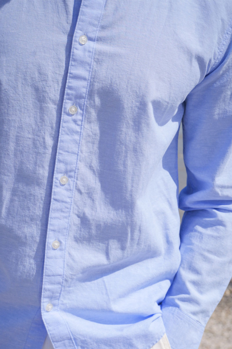 Selected Slim Sun Linen Hemd LS Cashmere Blue / White