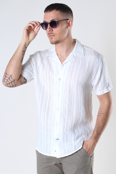 Kronstadt Cuba Linen striped Hemd White
