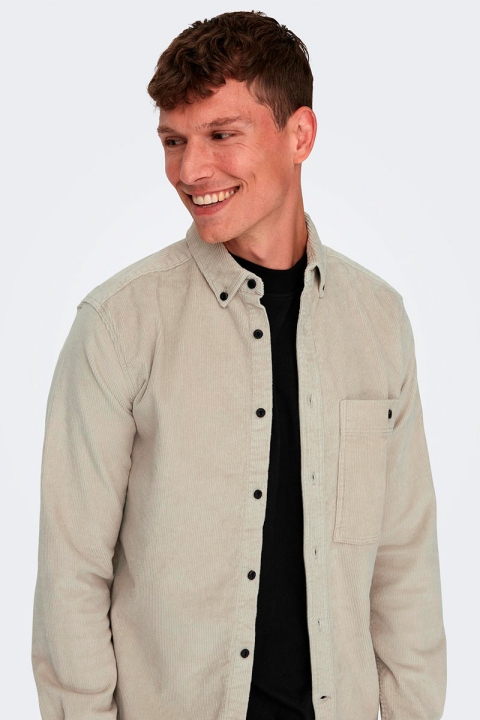 ONLY & SONS New Terry Corduroy LS Hemd Silver Lining