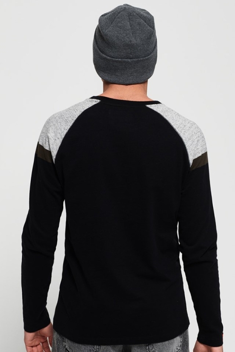 Superdry O L Eng'D Sleeve Baseball T-Hemd Black