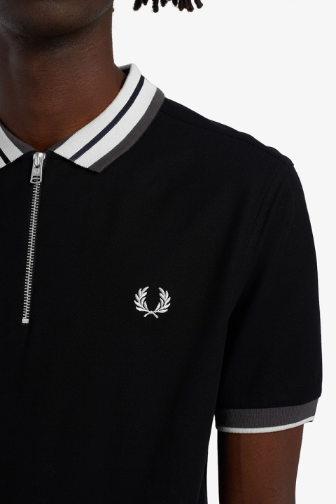 Fred Perry ZIP NECK POLO Hemd 102 Black