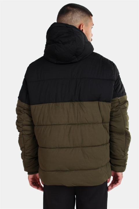 Urban Classics Hooded 2-Tone Puffer Jacke Dark Olive/Black