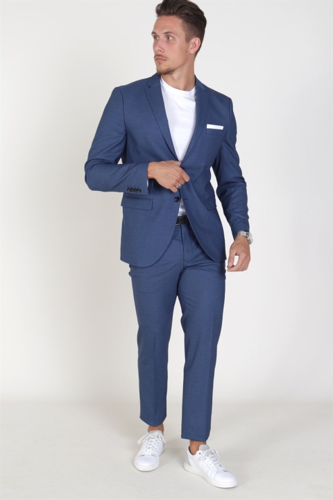 Selected Slim Mylo-Logan Blue StructUhre Blazer Dark Blue