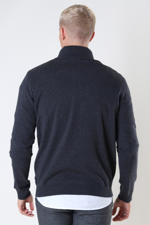 Jack & Jones JJEBASIC KNIT HALF ZIP NOOS Dark Grey Melange