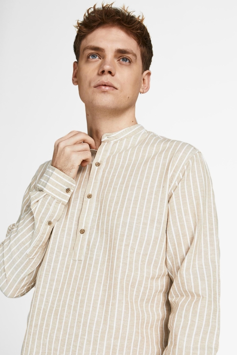 Jack & Jones JPRBLASUMMER HALF PLACKET Hemd L/S SN Curds & Whey