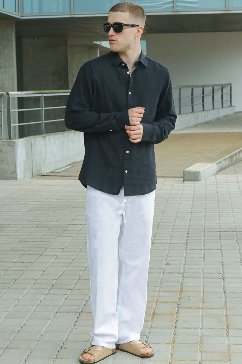 ONLY & SONS Caiden LS Linen Hemd Black