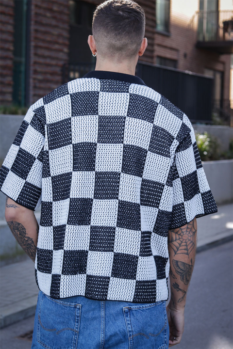 Jack & Jones Athletico Loose Fit Crochet Polo Hemd SS Black