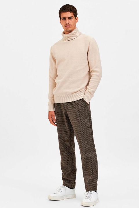 Selected Axel Ls Knit Roll Neck Oatmeal