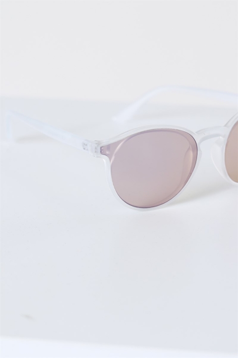 Fashion 1384 Sonnenbrille Matt Transparent Clear Lens w/Blue Mirror