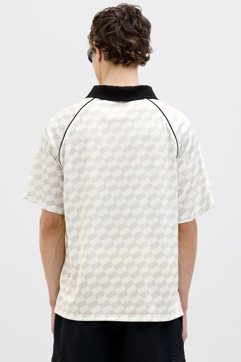 Jack & Jones Retreat AOP Mesh Open Collar Polo SS Cloud Dancer
