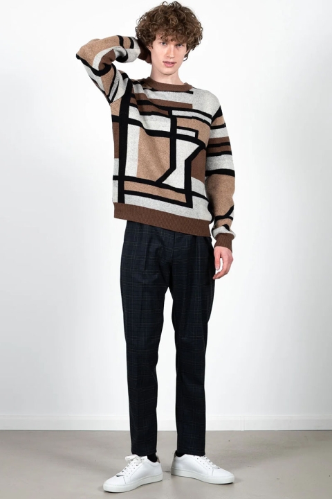 Clean Cut Copenhagen Jones O-Neck Knit Brown Mix