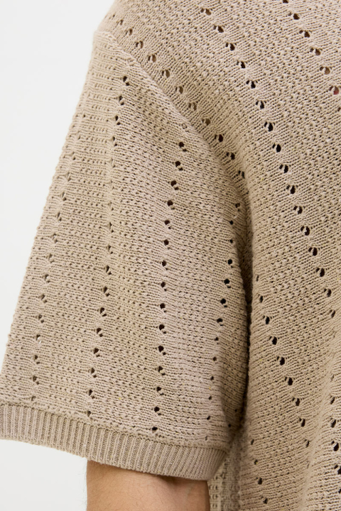 Jack & Jones Aros Knit Easter SS Crochet Polo Safari