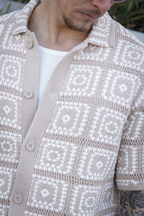 ONLY & SONS Bart Relax SS Knit Hemd Silver Lining