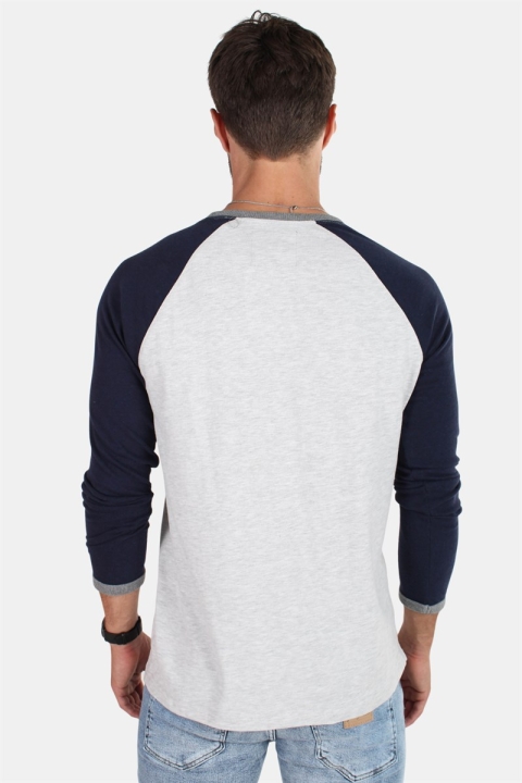 Superdry Premium Goods Raglan L/S T-Hemd Grey/Montana Blue