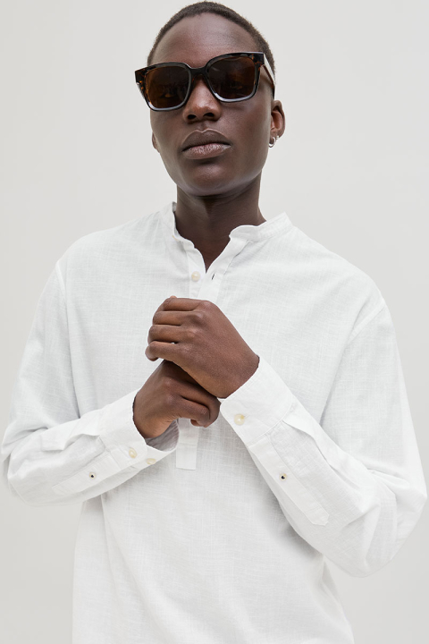 Jack & Jones Summer Half Placket Hemd Ls White